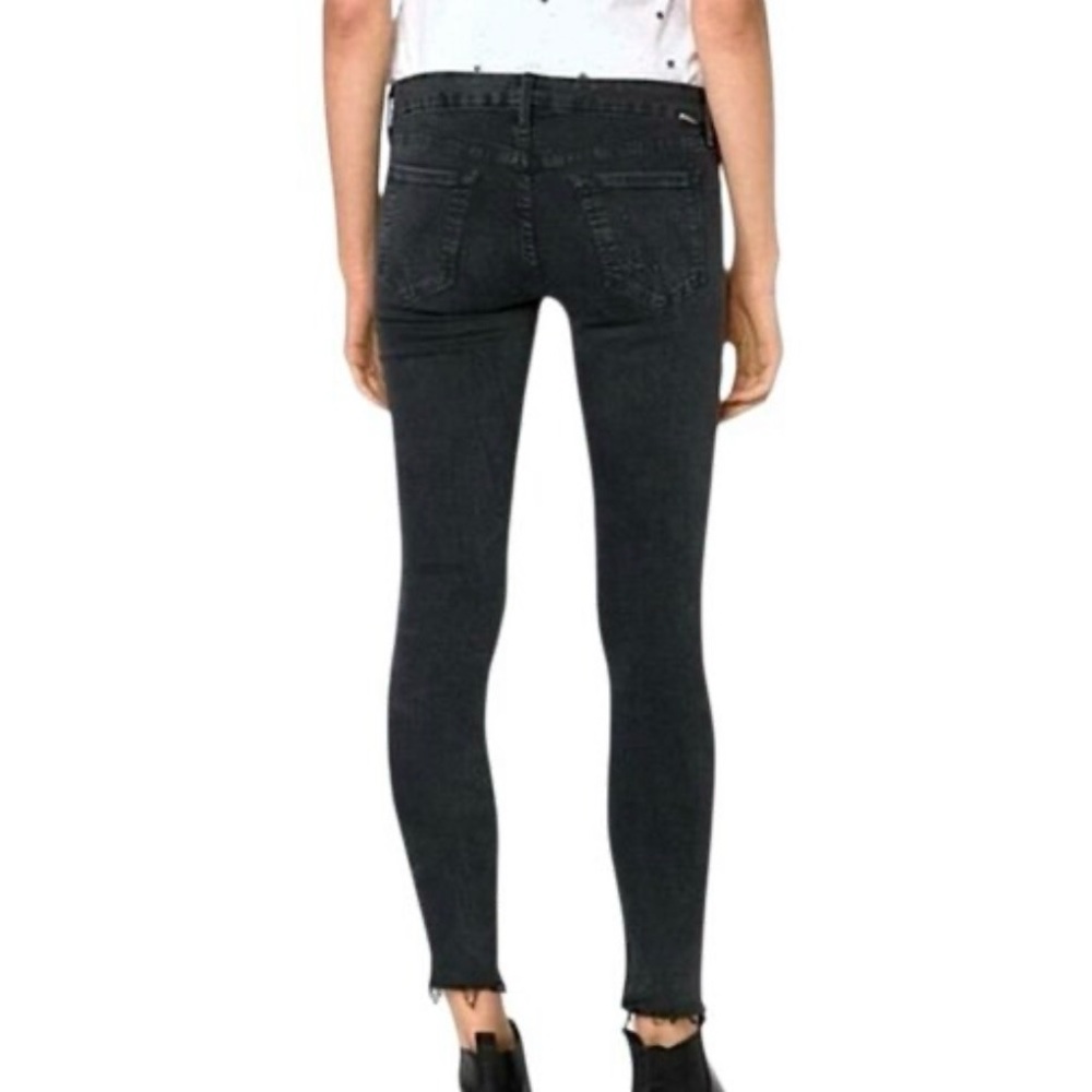 Mother The Looker Ankle Fray Jeans Stretch Rebels And Lovers Soft Black Size 26 View 2